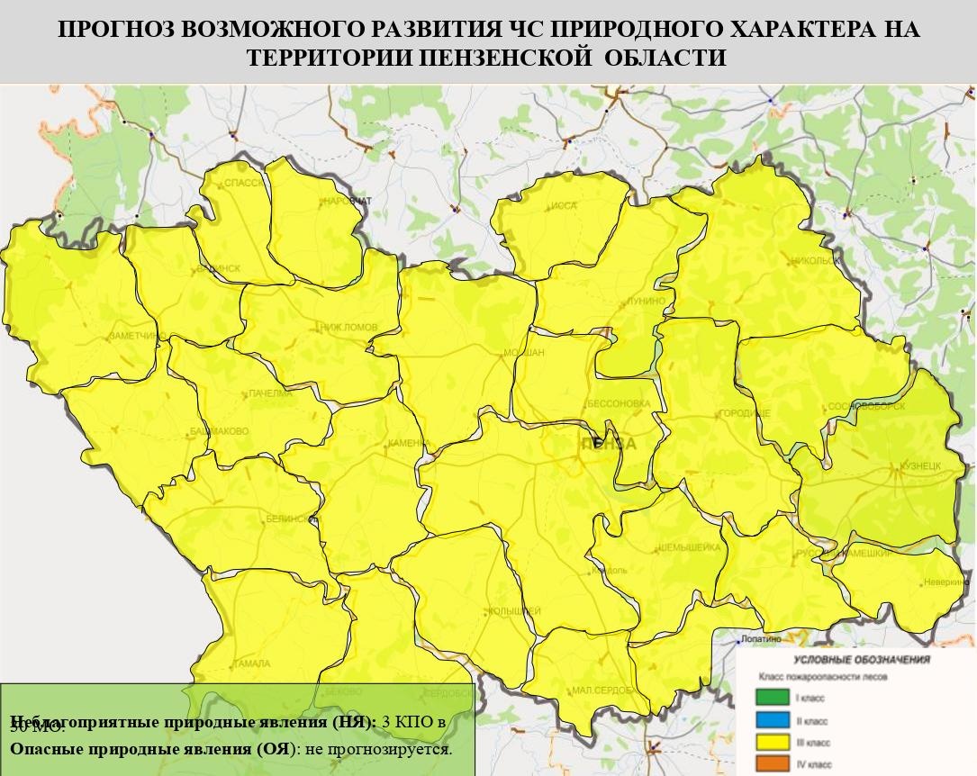 Третий класс пожарной опасности прогнозируется во всех районах Пензенской  области