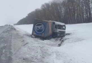 В Пензенской области слетел с трассы огромный большегруз