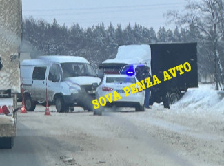 На трассе под Пензой микроавтобус столкнулся с фургоном