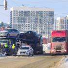 На трассе в Пензе образовалась пробка из-за аварии с автовозом