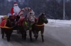 В пензенской Терновке заметили едущего на тройке Деда Мороза. ВИДЕО