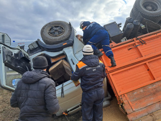 В Пензенской области перевернулся грузовик, на месте работали спасатели