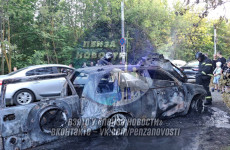 Остался один скелет. В Пензе на улице Генерала Глазунова загорелась иномарка