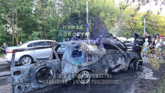 Остался один скелет. В Пензе на улице Генерала Глазунова загорелась иномарка