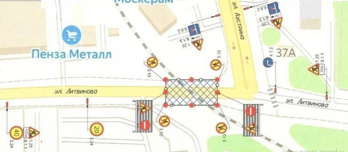 Улицу Литвинова в Пензе закроют для движения на неделю Улицу Литвинова в Пензе закроют для движения на неделю
