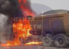 Под Пензой на 666-м километре трассы М5 загорелся самосвал