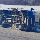 Жесткое ДТП в Пензе: маршрутка перевернулась после столкновения с бетономешалкой