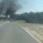 В сети появилось видео пожара на трассе в Пензенской области