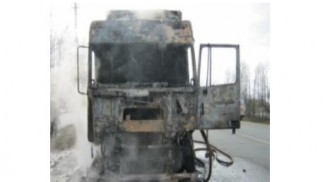 В Пензенской области на трассе загорелся грузовик (видео)