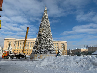До свидания, Новый год! На площади Ленина разбирают главную елку области