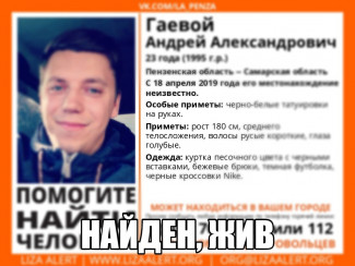 В Пензенской области прекращены поиски 23-летнего Андрея Гаевого