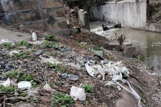 Устье реки Кашаевка в Пензе завалили мусором 
