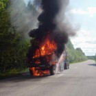В Пензенской области грузовик сгорел дотла