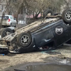 Авария на проспекте Победы в Пензе: иномарка опрокинулась на крышу
