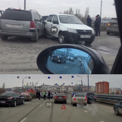 Три человека пострадали в массовой аварии на мосту в Пензе