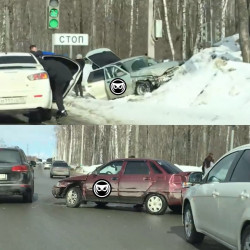 В Пензе в жесткой аварии разбились две легковушки