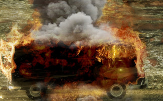 В Пензенской области огонь уничтожил рейсовый автобус
