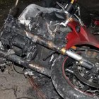 В Пензе на улице Рябова сгорел дотла мотоцикл