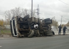 Под Пензой перевернулась автоцистерна. ВИДЕО