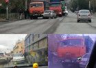 В Пензе образовалась пробка из-за аварии с грузовиком и легковушкой