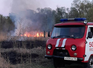 Под Пензой случился крупный пожар на территории села Саловка