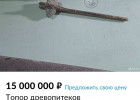 В Пензенской области продают топор древопитеков за 15 миллионов рублей 
