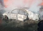 Появились новые фото с места ЧП со сгоревшей в Пензенской области машиной