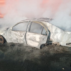 Появились новые фото с места ЧП со сгоревшей в Пензенской области машиной